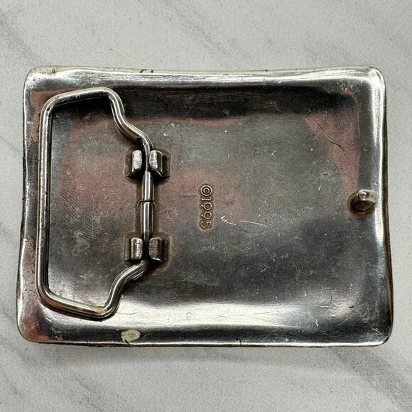 Vintage 1995 Western Rhinestone Belt Buckle Flower Scroll Silver ✨ - Picture 2 of 11